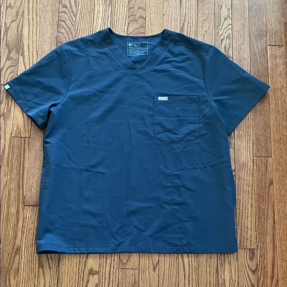 Figs Technical Collection Dark Blue Scrub Top Short Sleeve Women’s Sz Large